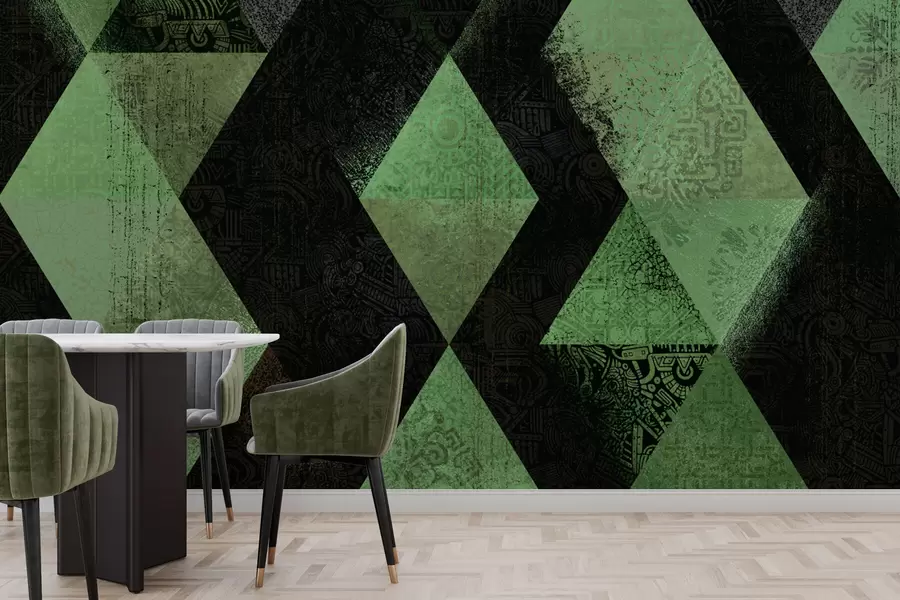fototapet Ornamente în geometrie elegantă în culoarea verde w01793v1