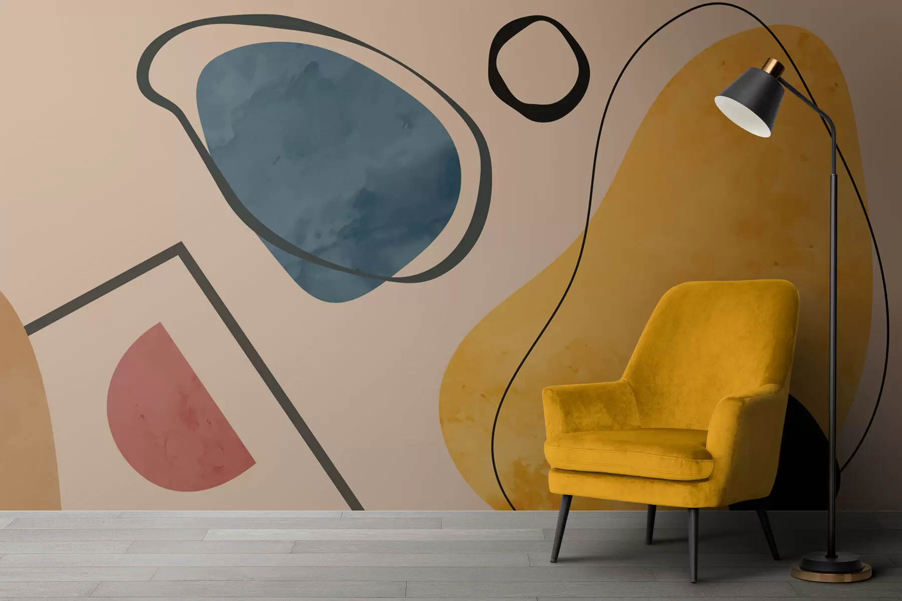 fototapet Geometrie colorată de forme amuzante w01830