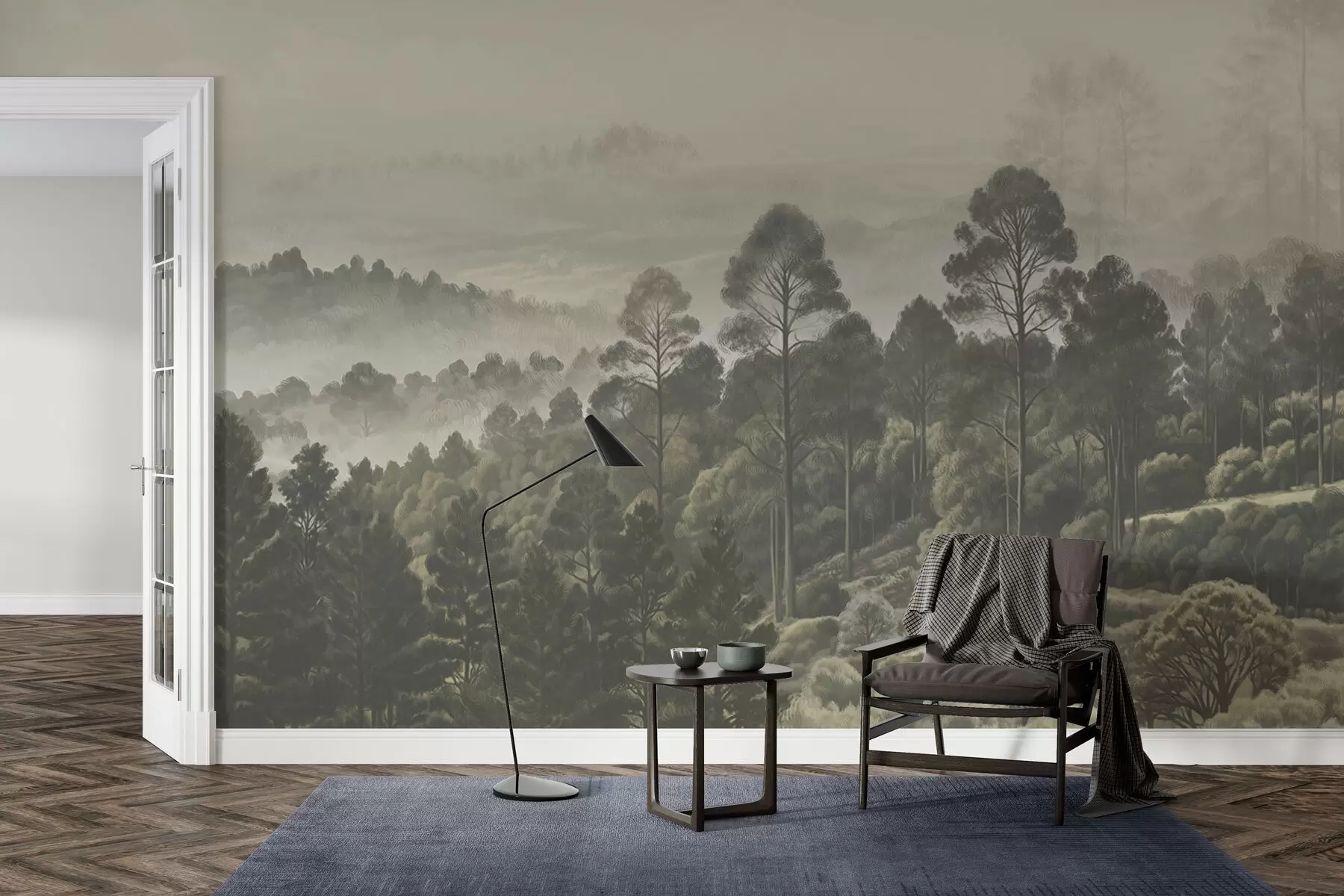 fototapet Pădure densă și vale cețoasă w01871