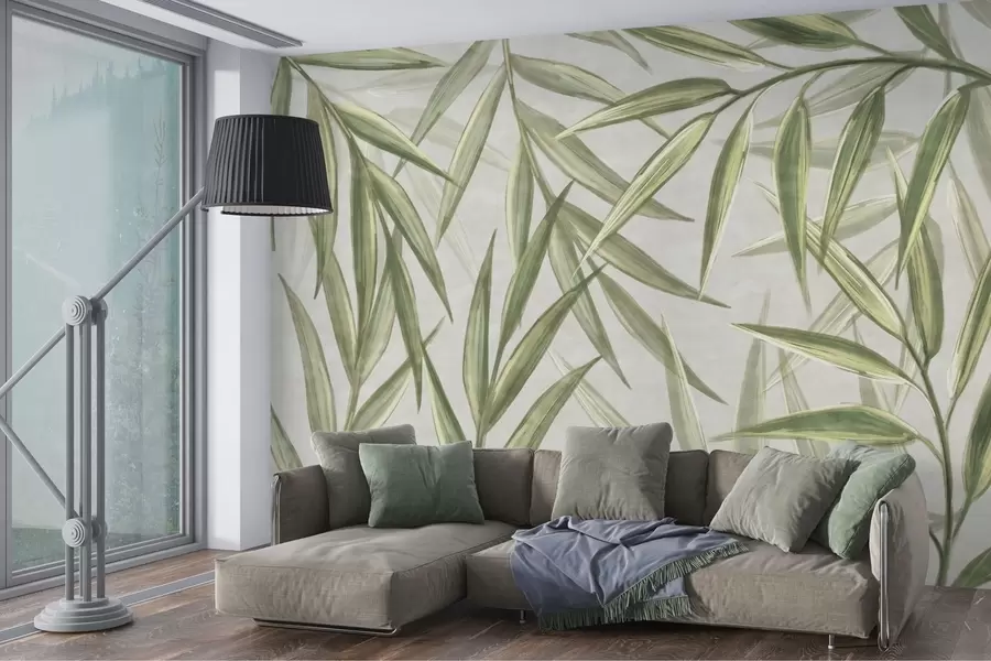 fototapet Frunze luxuriante în tonuri delicate de acuarelă w00236