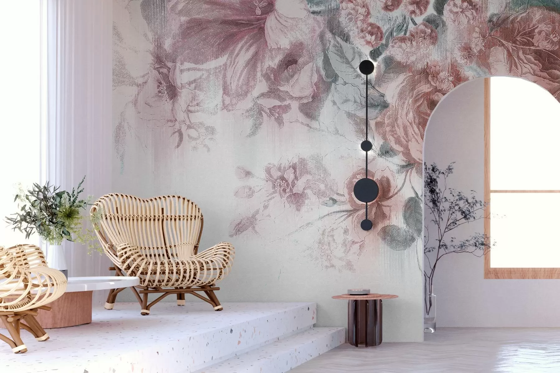 fototapet Design delicat de aranjament floral pastel w00389