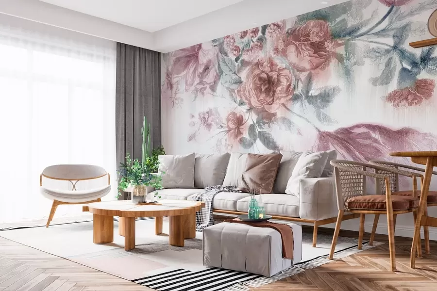 fototapet Design delicat de aranjament floral pastel w00389