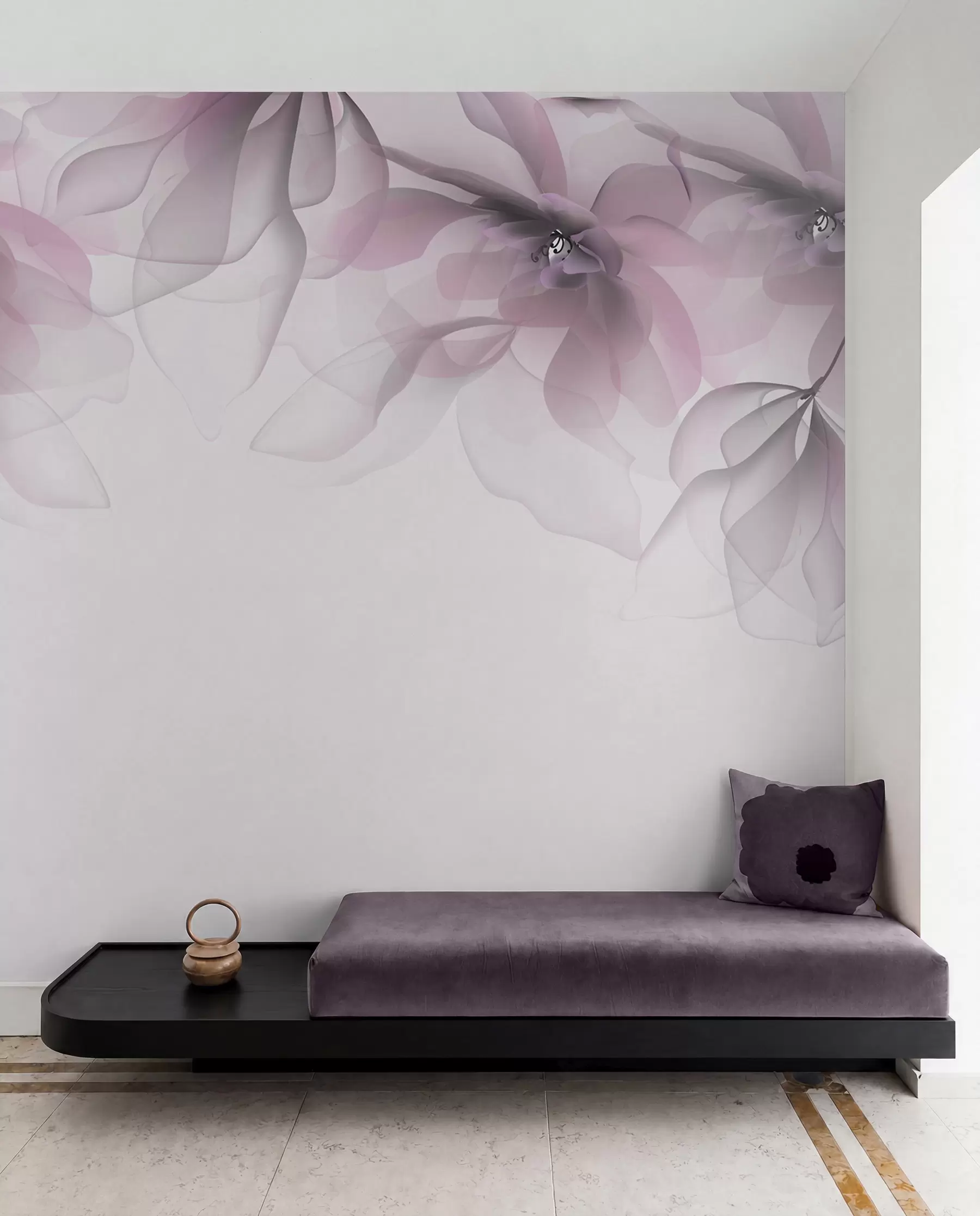 fototapet flori mari translucide roz pe vârf w02093