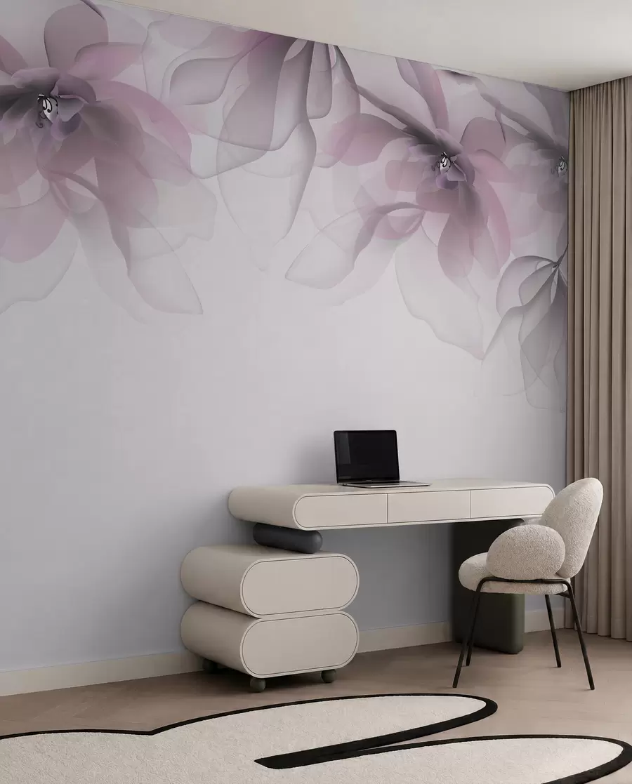 fototapet flori mari translucide roz pe vârf w02093