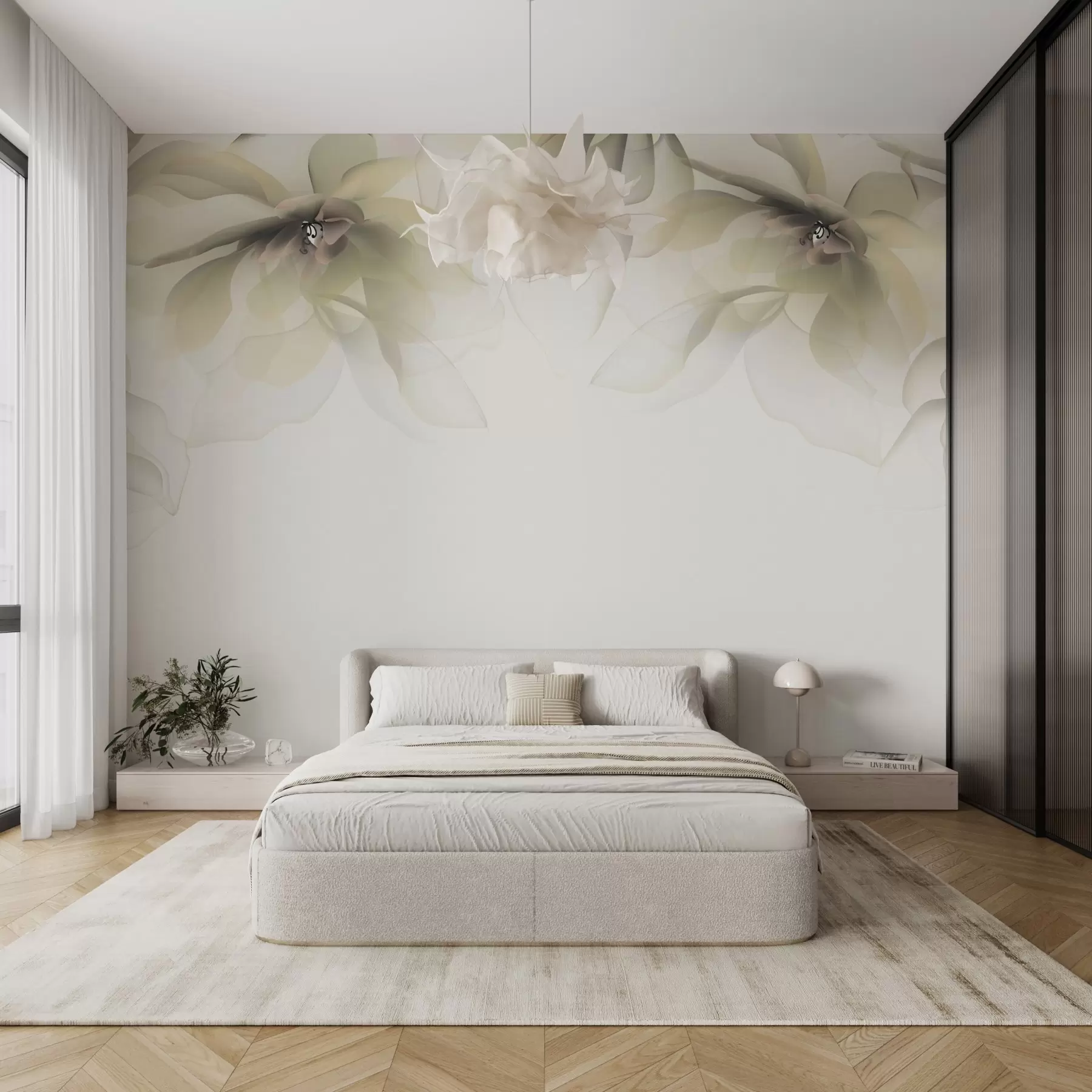 fototapet flori mari translucide galbene pe vârf w02093v1