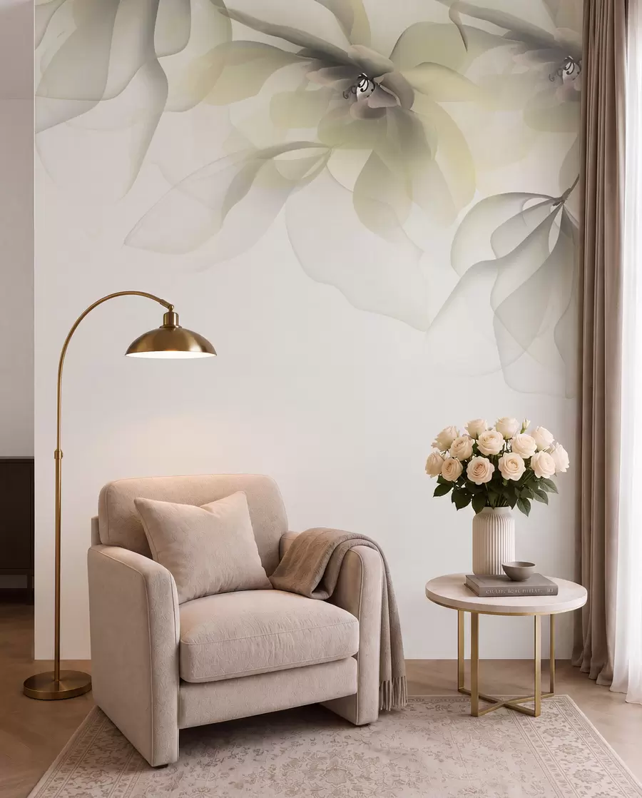 fototapet flori mari translucide galbene pe vârf w02093v1
