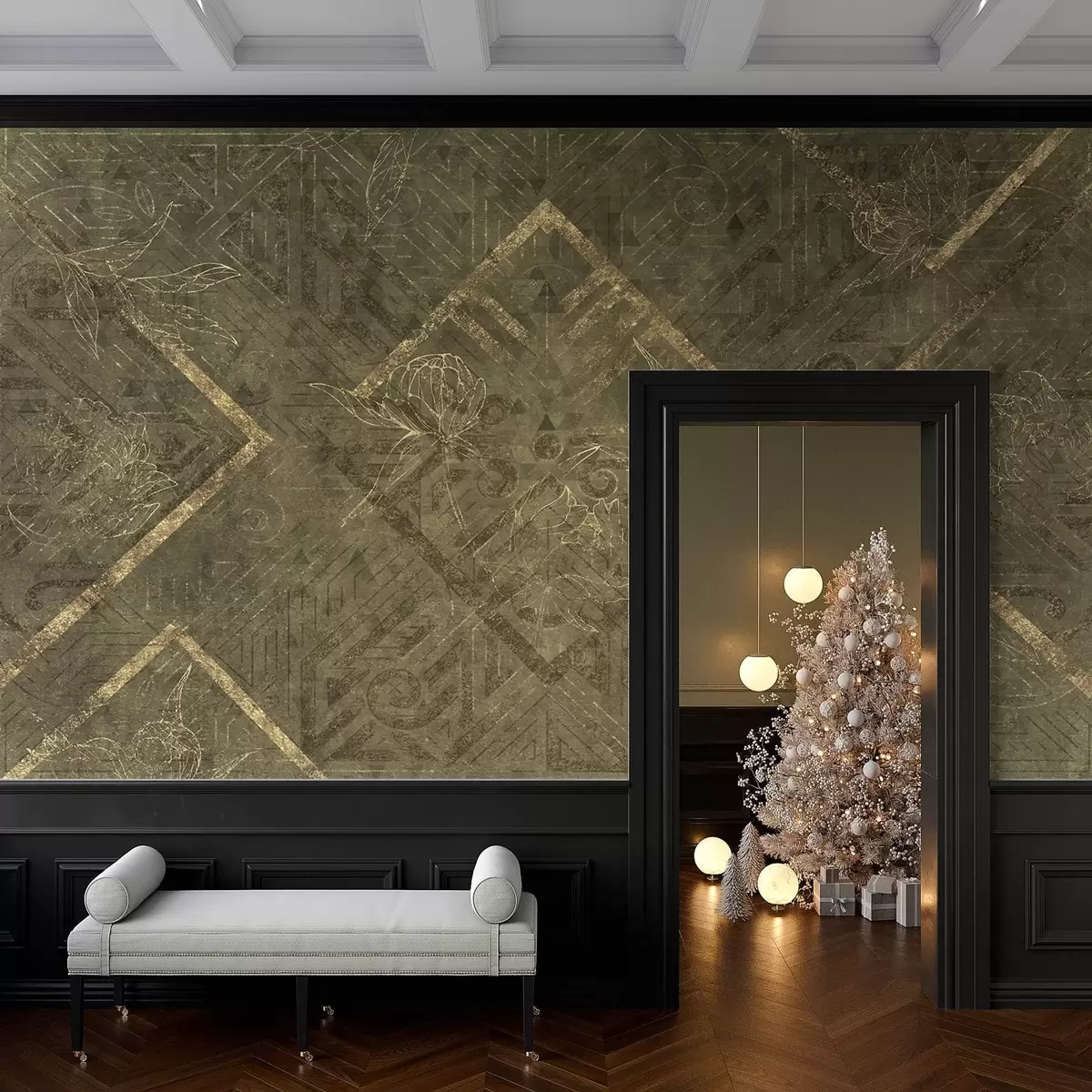 fototapet Grunge textura cu modele florale w02079v1