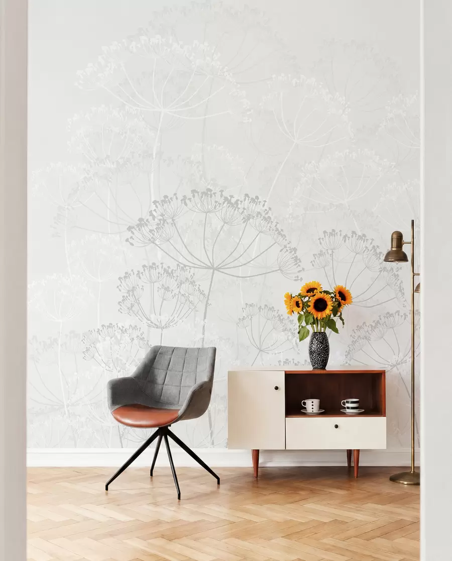 fototapet Plante fragede minimalism gri culoare w02105v2