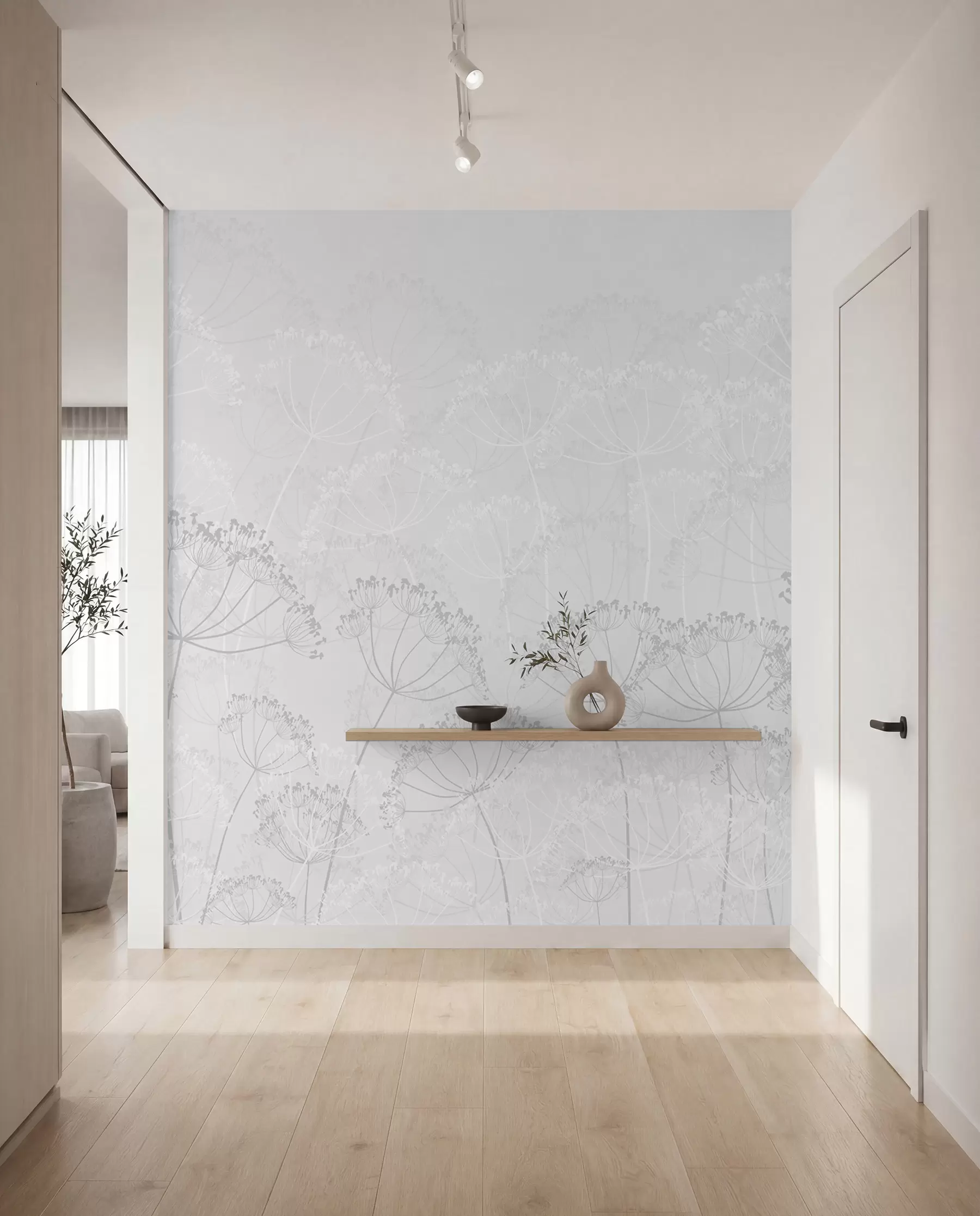 fototapet Plante fragede minimalism gri culoare w02105v2