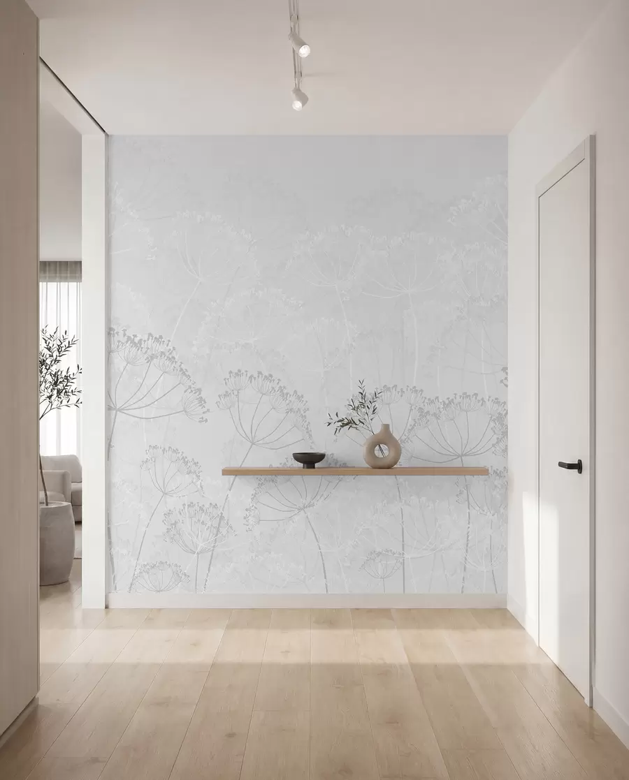 fototapet Plante fragede minimalism gri culoare w02105v2