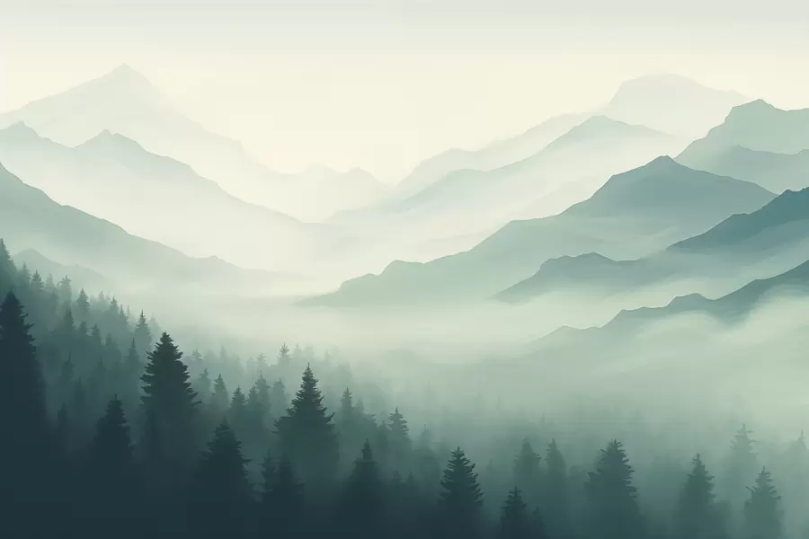 fototapet Pădure și munți w02186