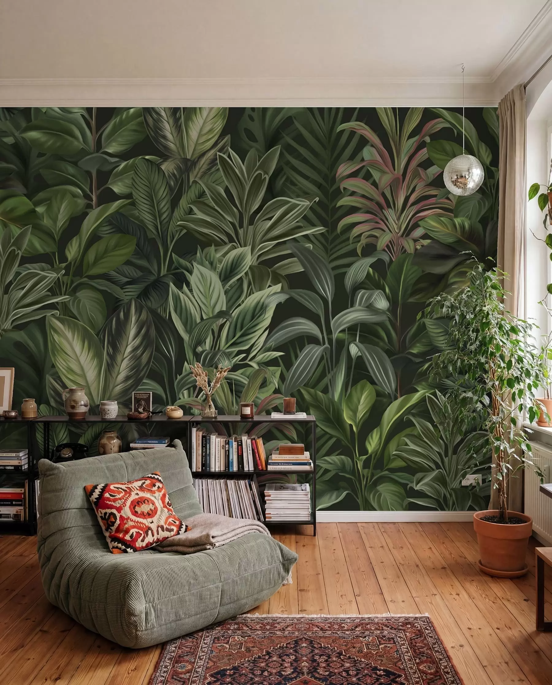 fototapet Frunziș tropical verde gros w02126