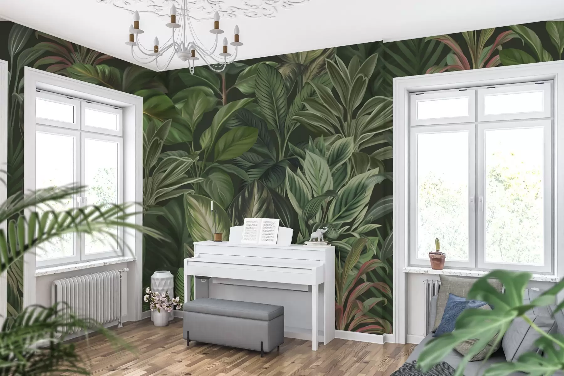 fototapet Frunziș tropical verde gros w02126