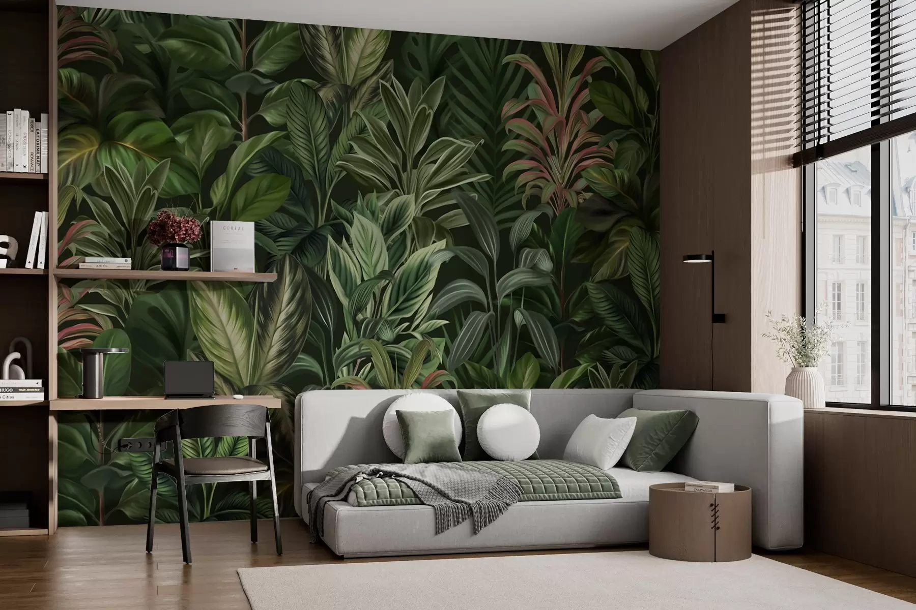 fototapet Frunziș tropical verde gros w02126