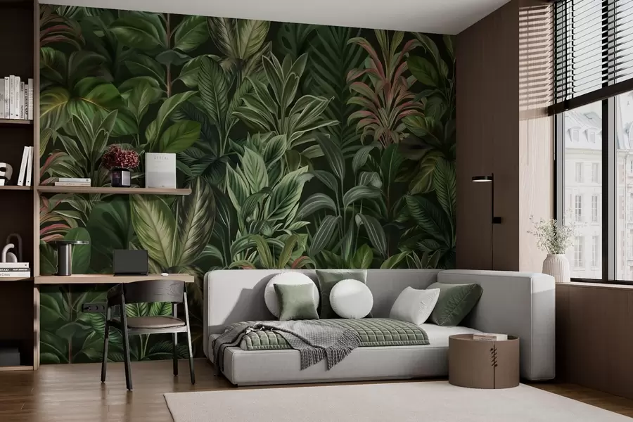 fototapet Frunziș tropical verde gros w02126