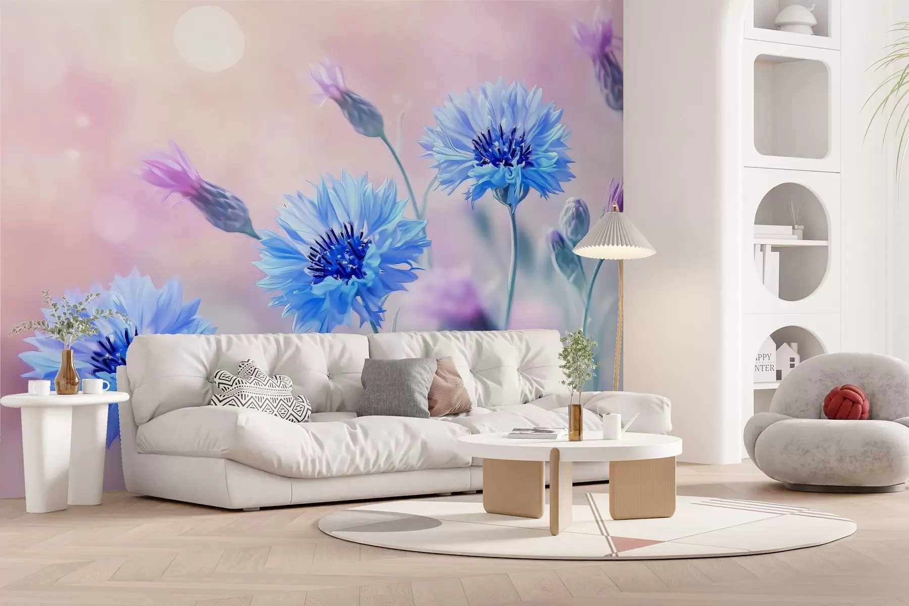 fototapet Flori mari de floarea porumbului pe un fundal roz pal w02124