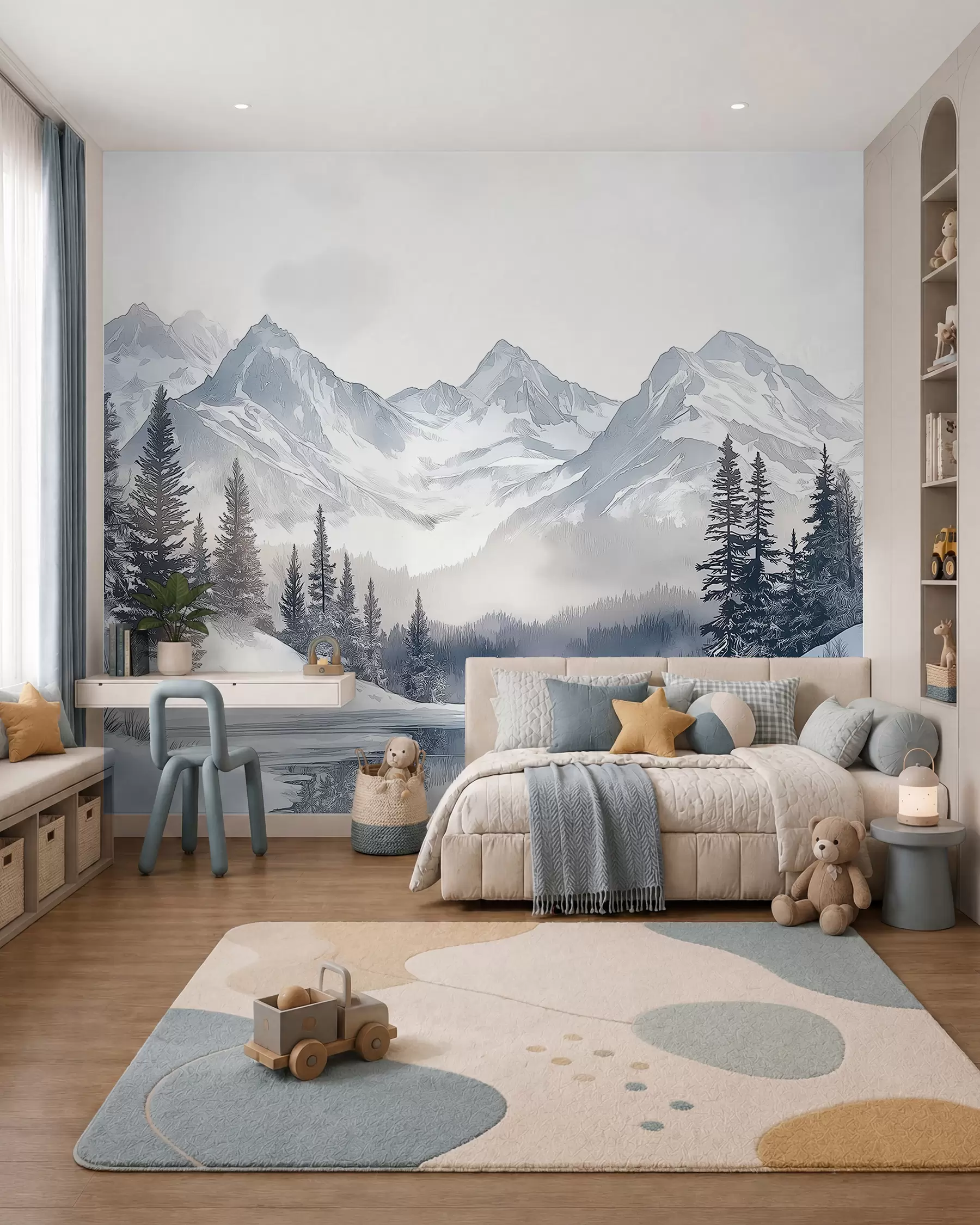 fototapet Piscuri cu zăpadă peste lac w02357