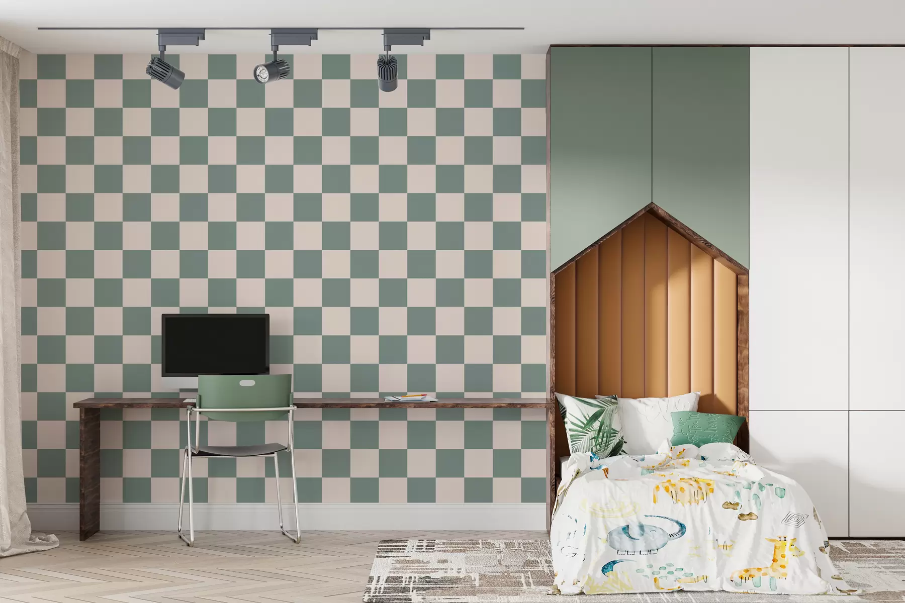 fototapet Tapet geometric în verde w01922v2