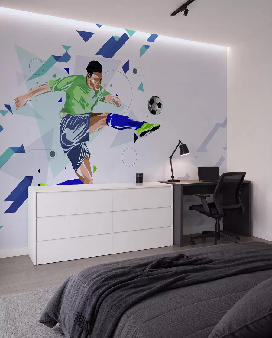 fototapet fotbalistul care șutează mingea w02401