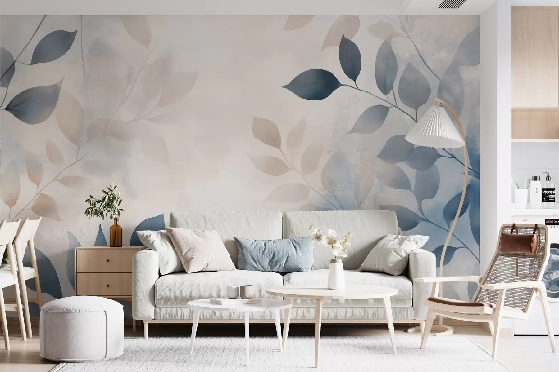 fototapet frunze delicate în tehnica acuarelei w02453