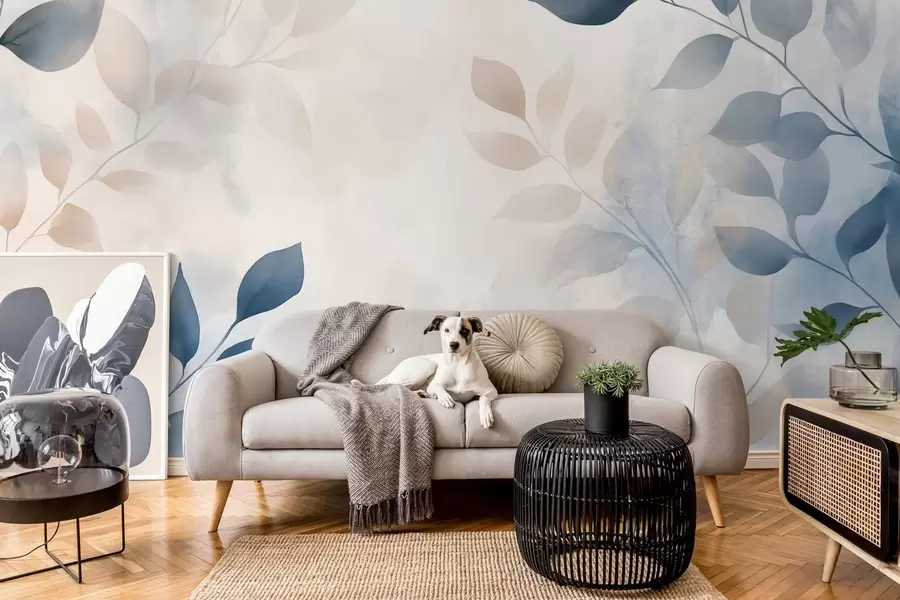 fototapet frunze delicate în tehnica acuarelei w02453