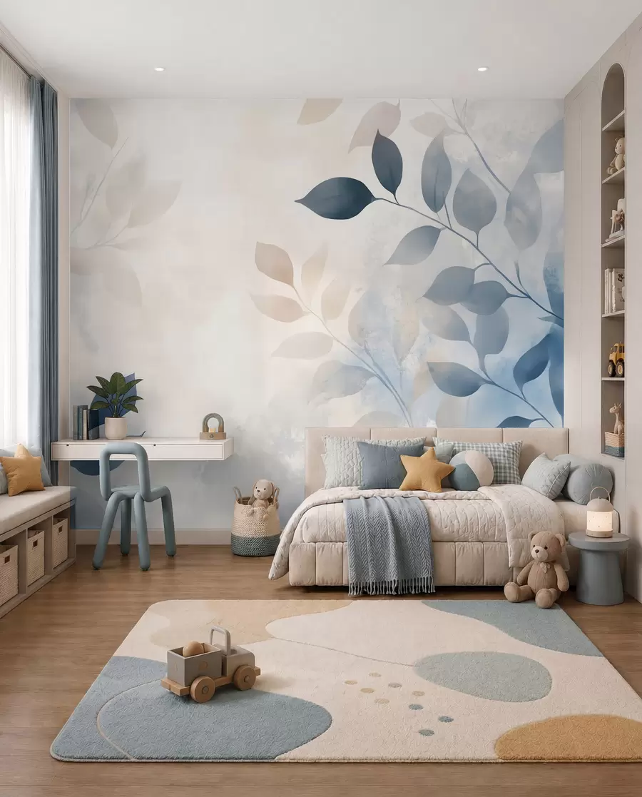 fototapet frunze delicate în tehnica acuarelei w02453
