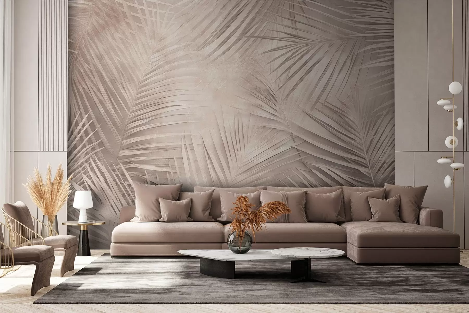 fototapet Frunze tropicale în culori pastelate w08484