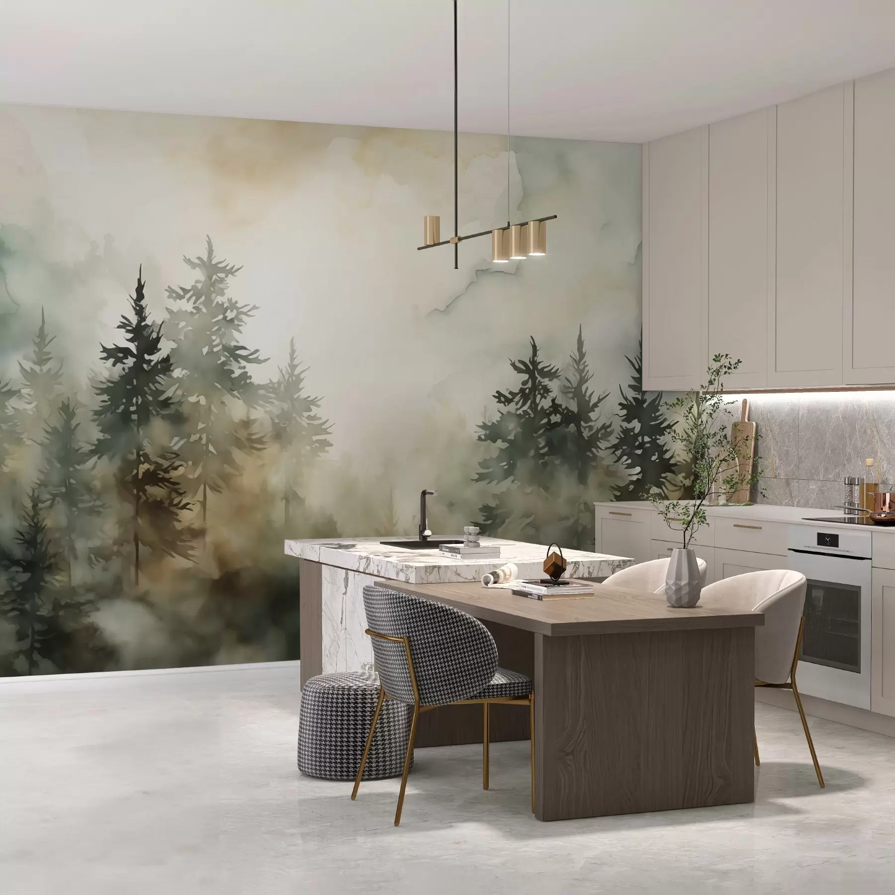 fototapet Pădure imitație pictura acuarelă w02473