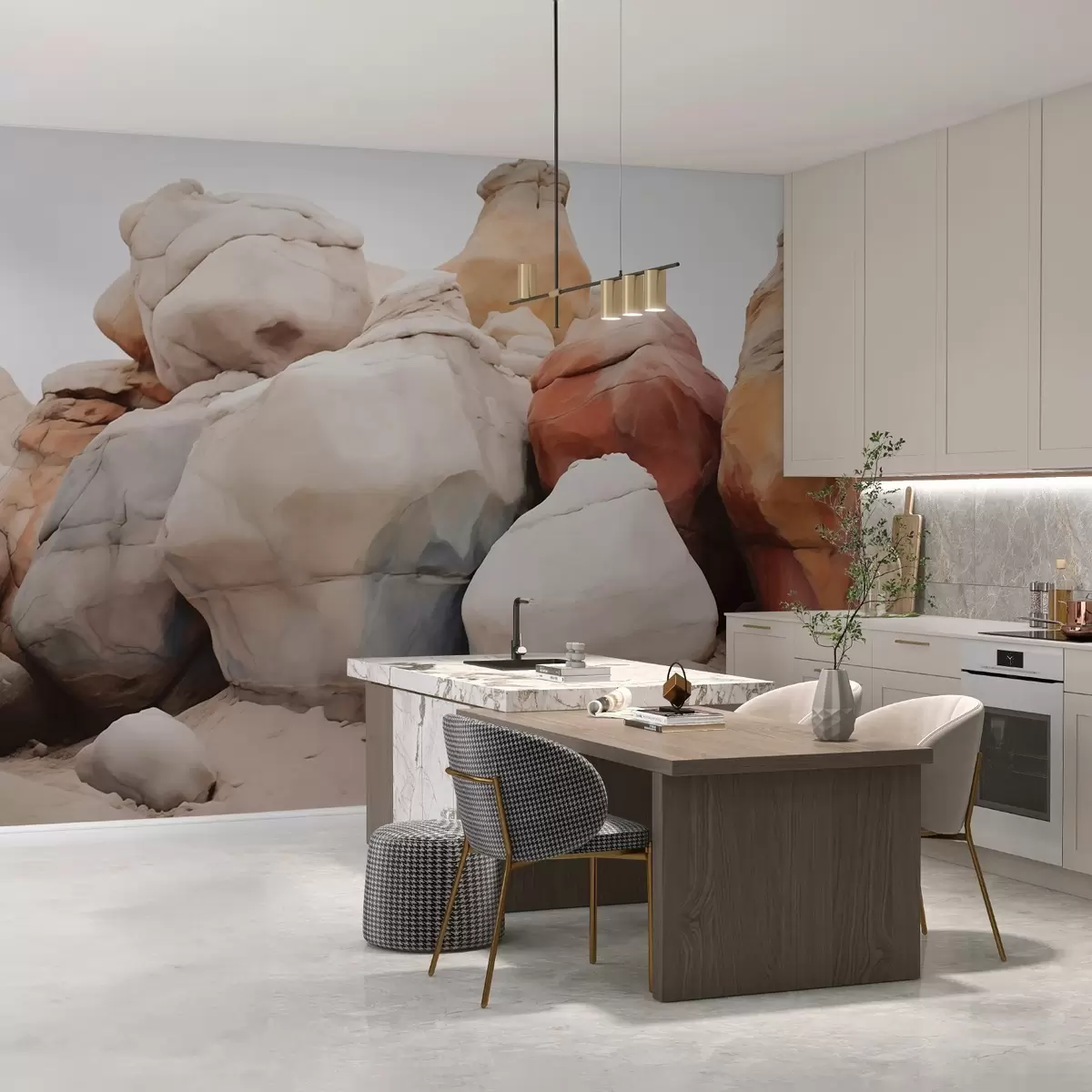 fototapet Pietre mari pe nisip imitație de acuarelă w02500