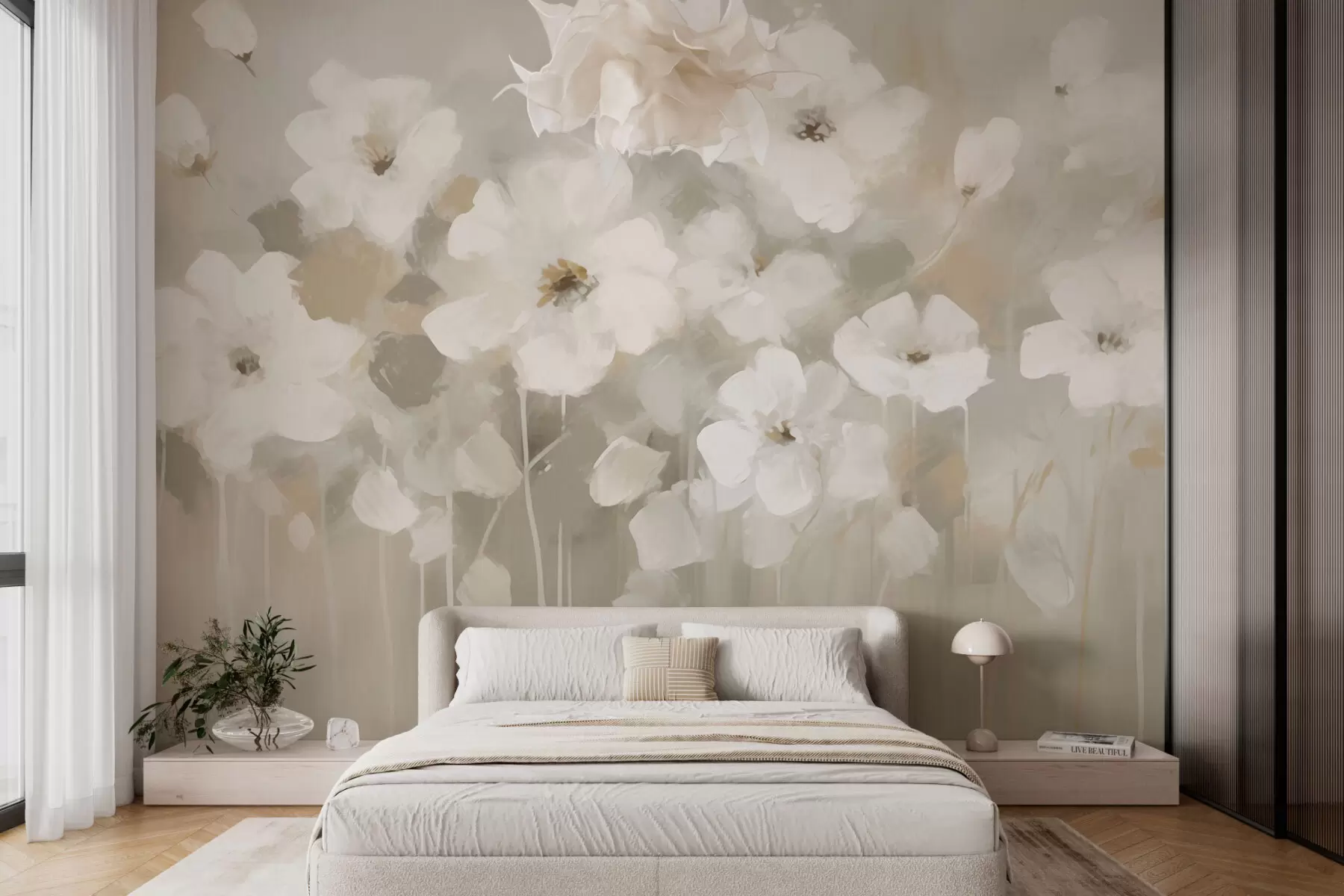 fototapet Flori albe delicate w08542