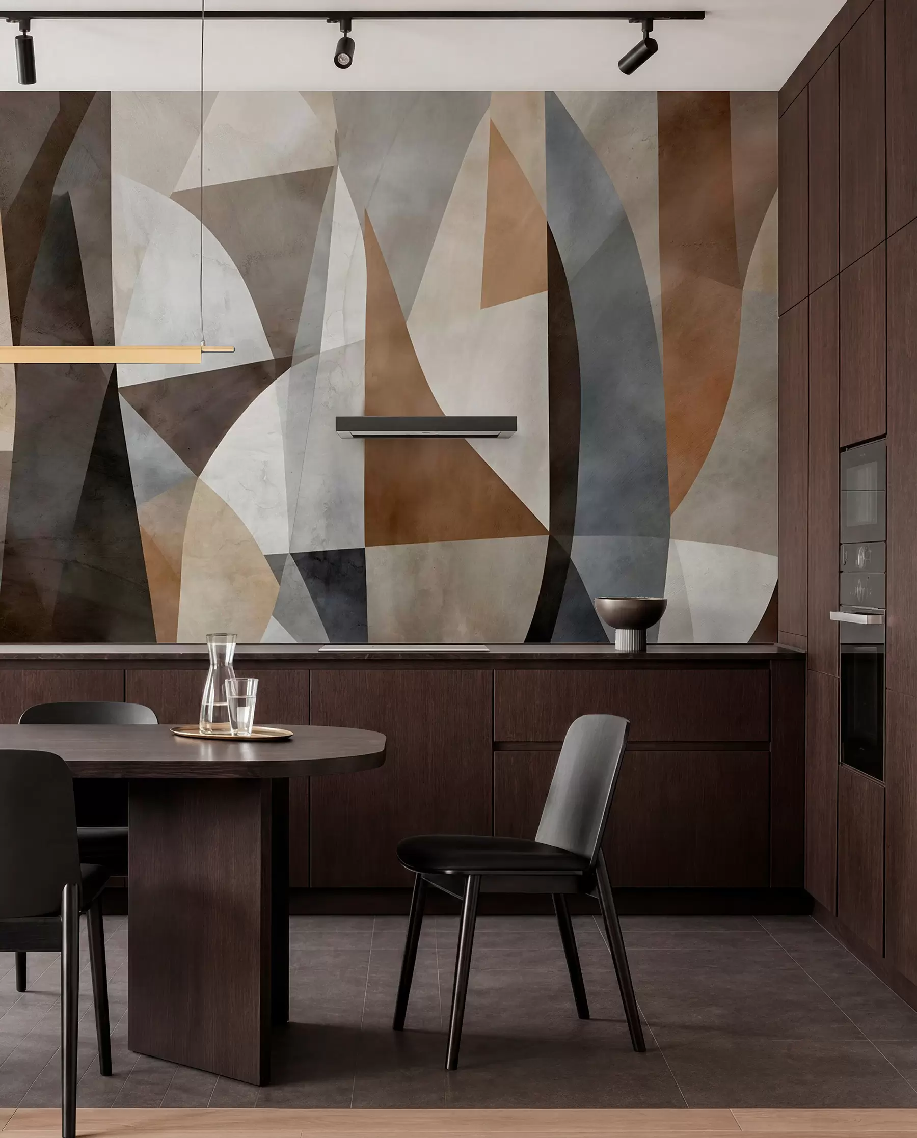 fototapet Abstract artă modernă texturale forme geometrice în nuanțe de maro, gri și bej w08530