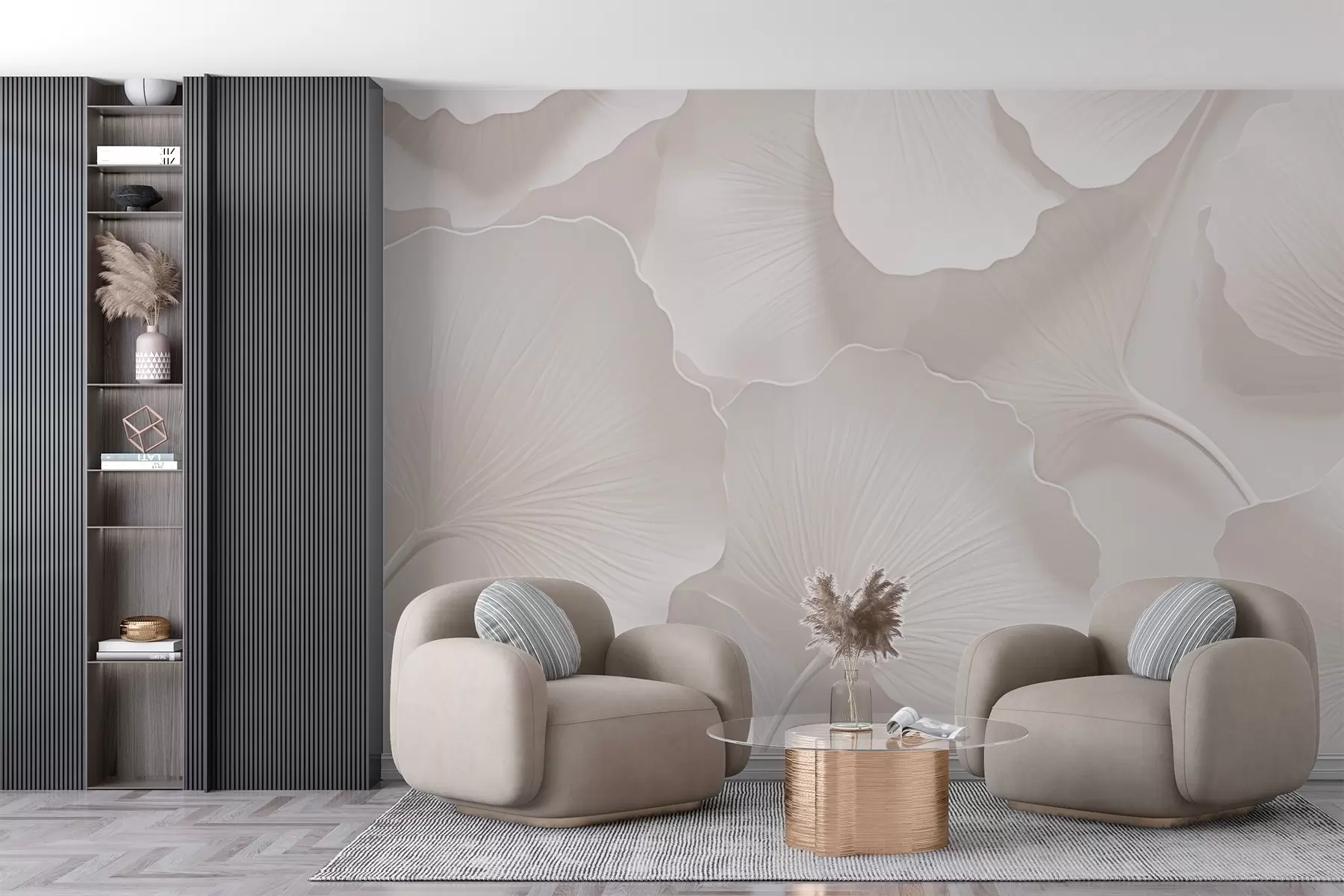 fototapet Frunze elegante de ginkgo bej w02577