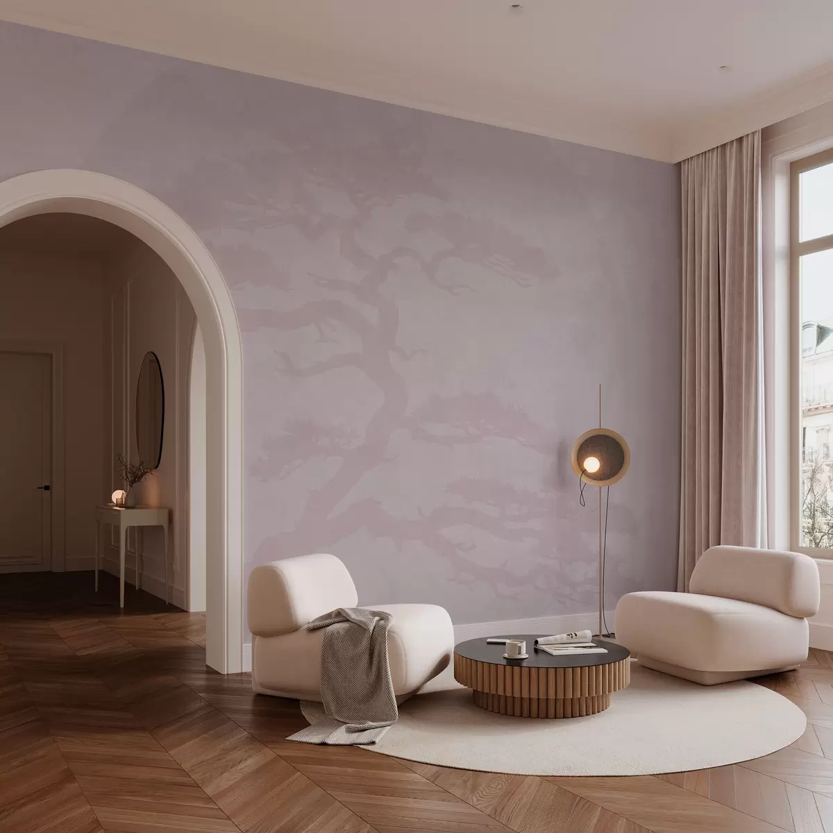 fototapet Japoneză bonsai copac și geometrie grunge fundal w08554v2