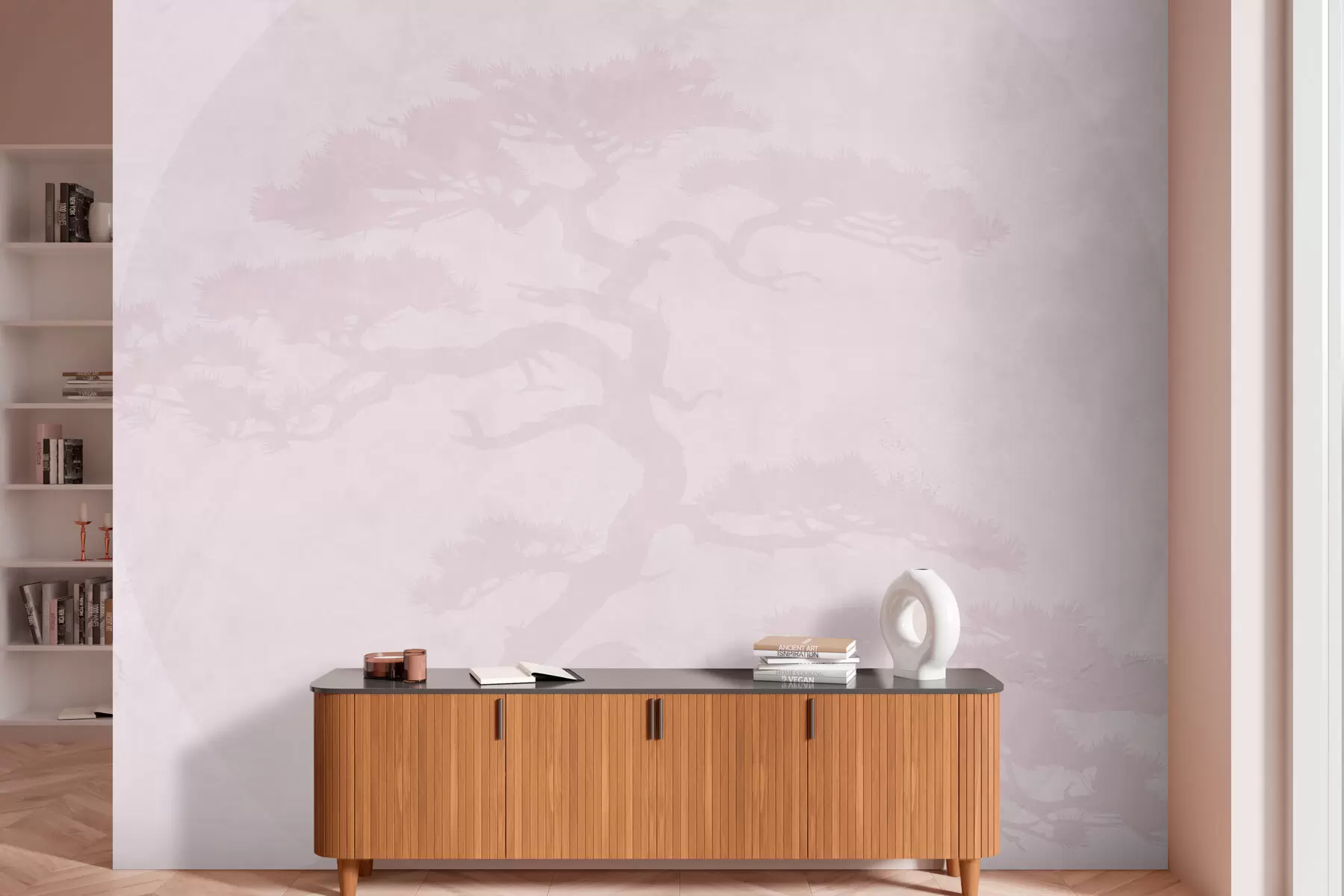 fototapet Japoneză bonsai copac și geometrie grunge fundal w08554v2