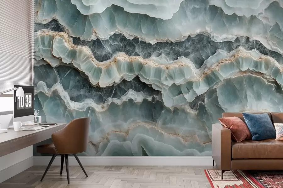 fototapet Stilul suprafeței de marmură cu o imitație de linii ondulate de rășină w08561