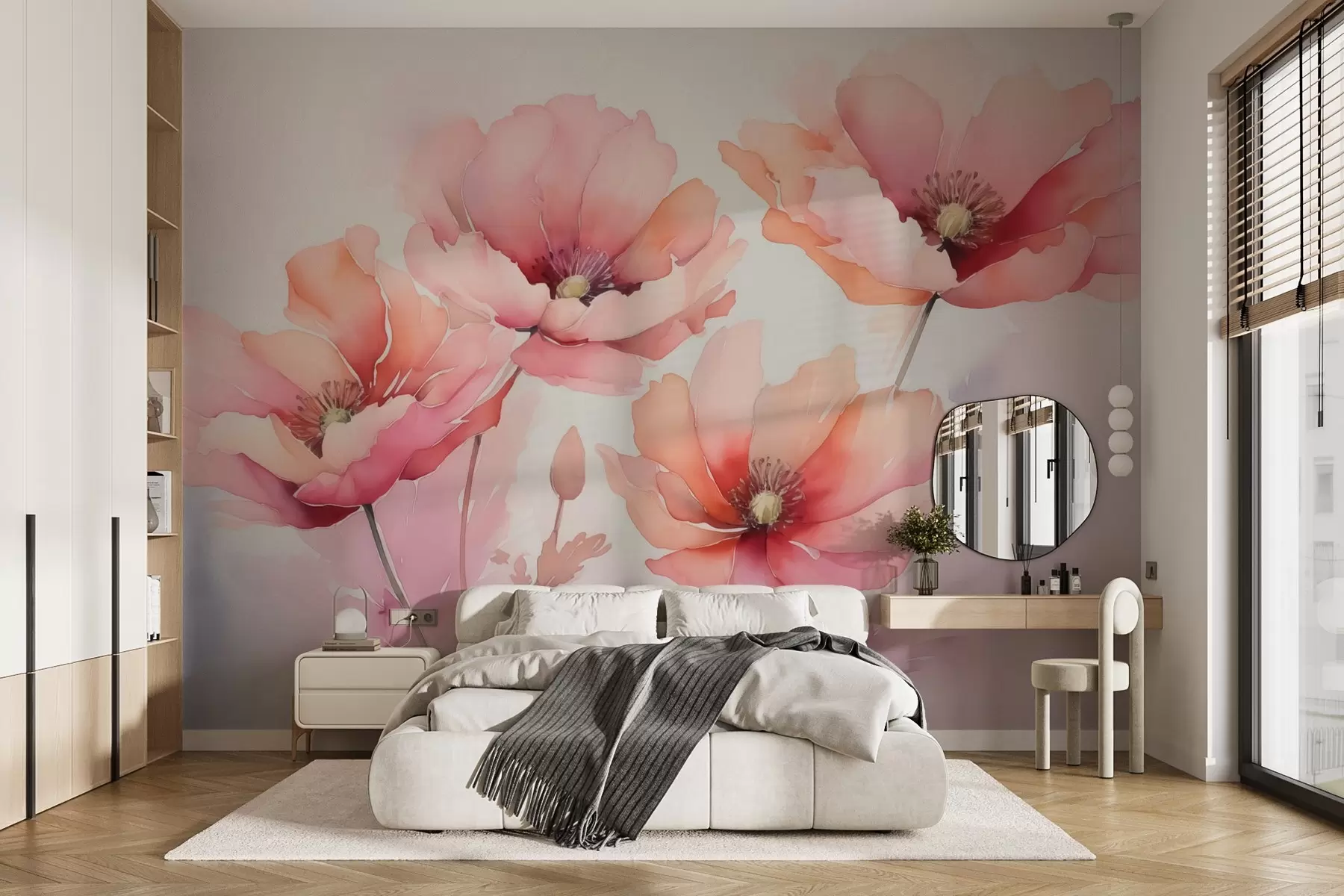fototapet Poppies imitație de acuarelă încețoșată w02715