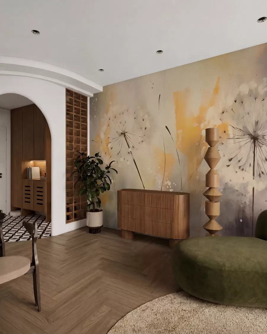 fototapet Păpădii blurate în culori pastelate w02699