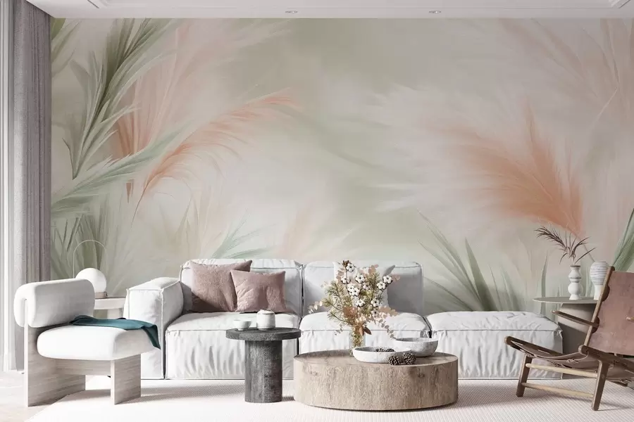 fototapet iarbă tandră de pampas în culori delicate w02688