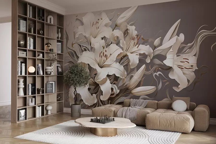 fototapet Crini albi sofisticați în tonuri pastelate w08633v1