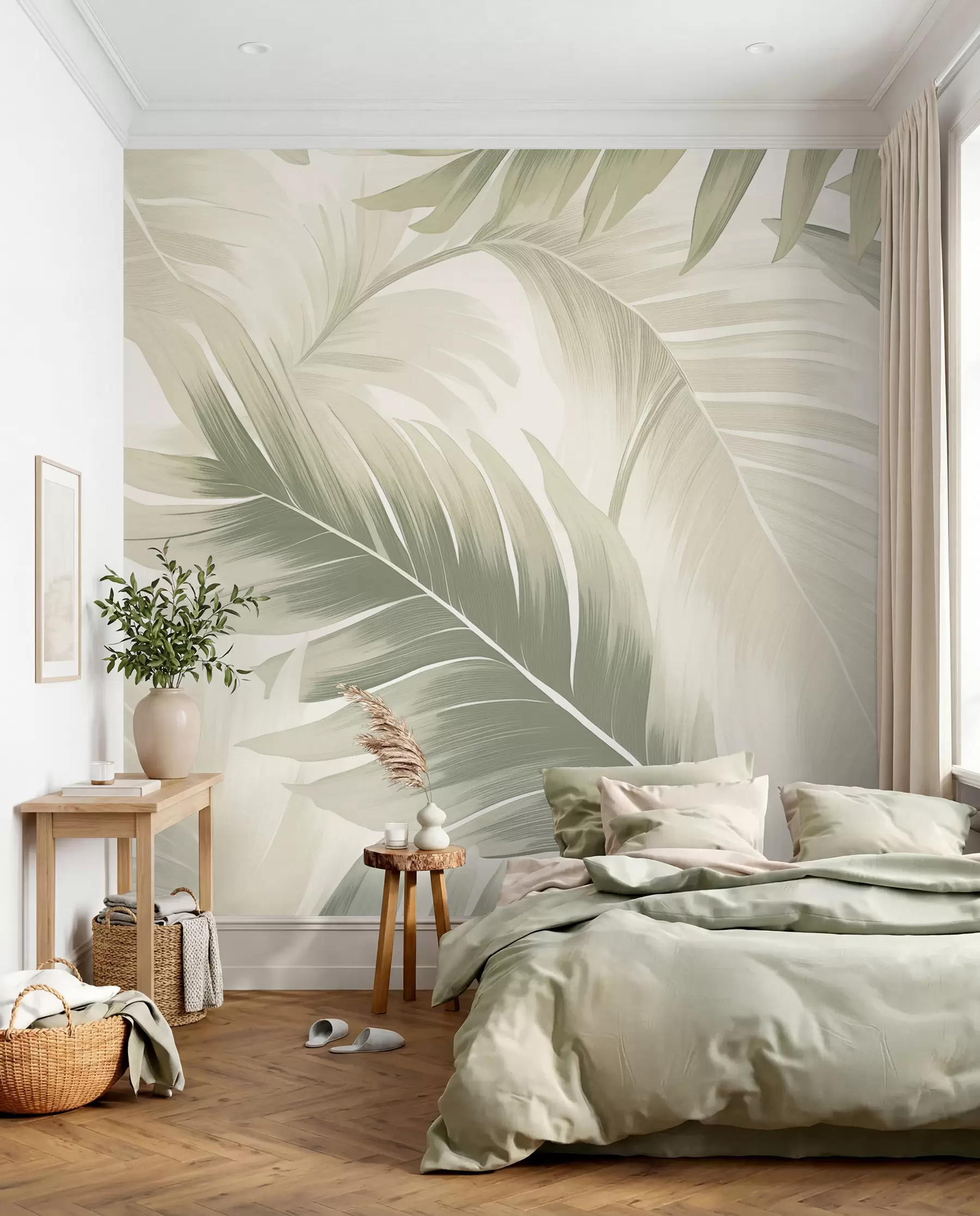 fototapet Siluete tropicale verde salvie w02858