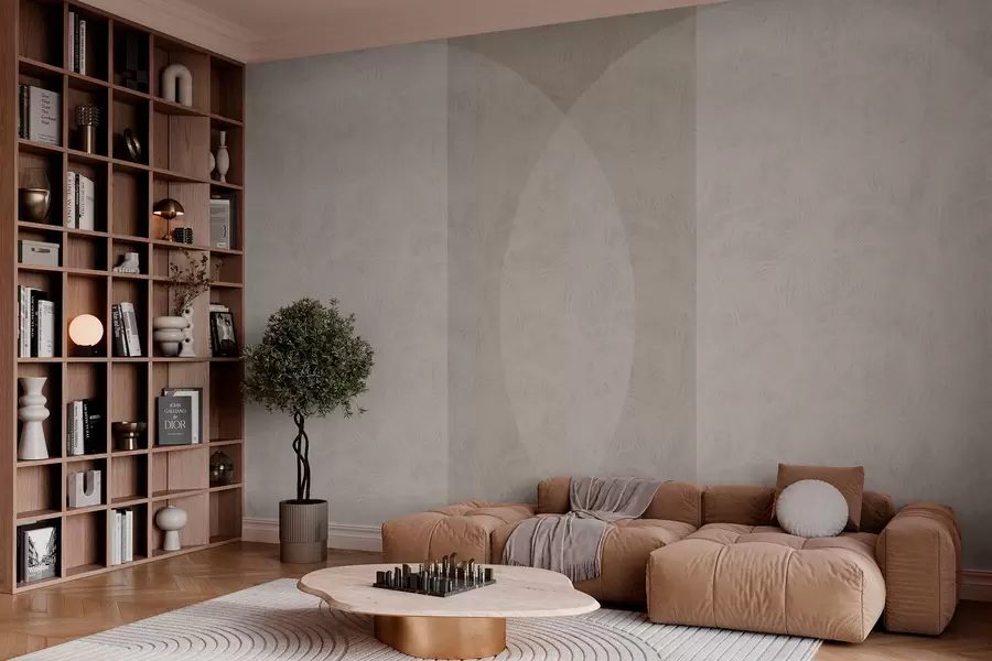 fototapet Minimalismul geometriei și frunzele tropicale w02830