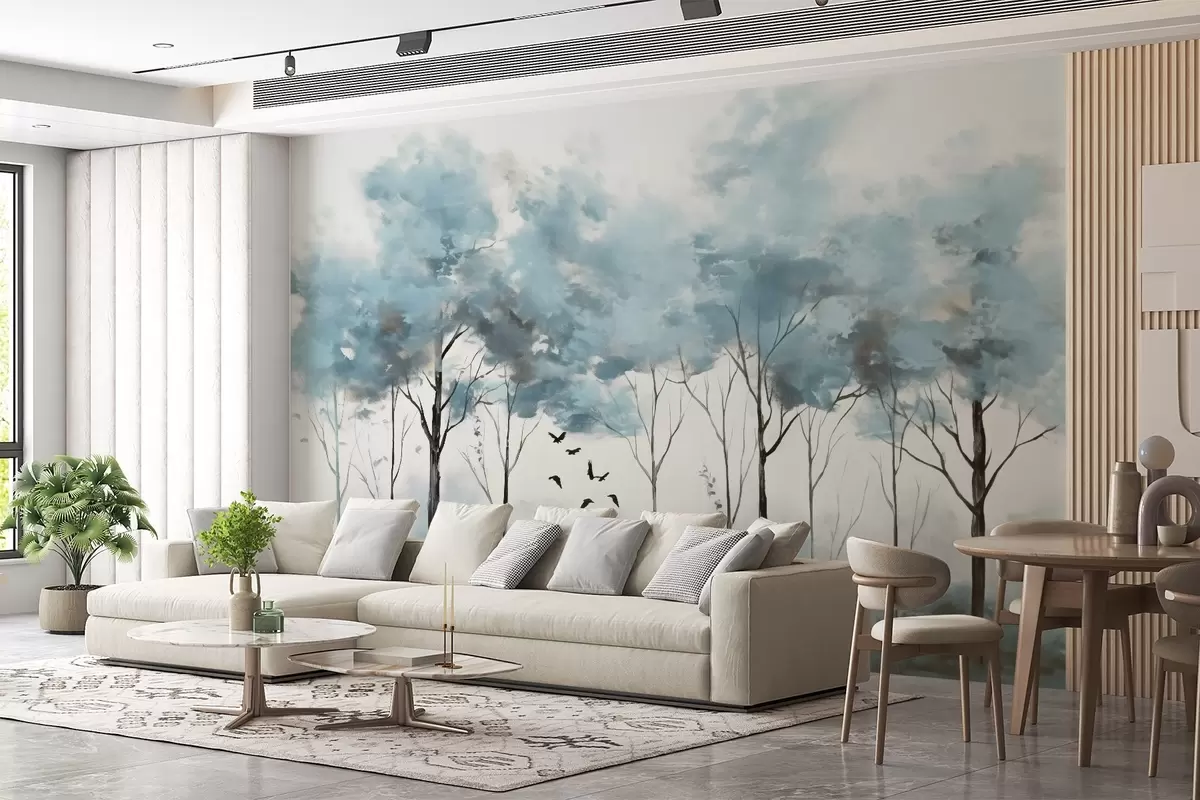 fototapet Copaci pastel și suprafață de apă w02780