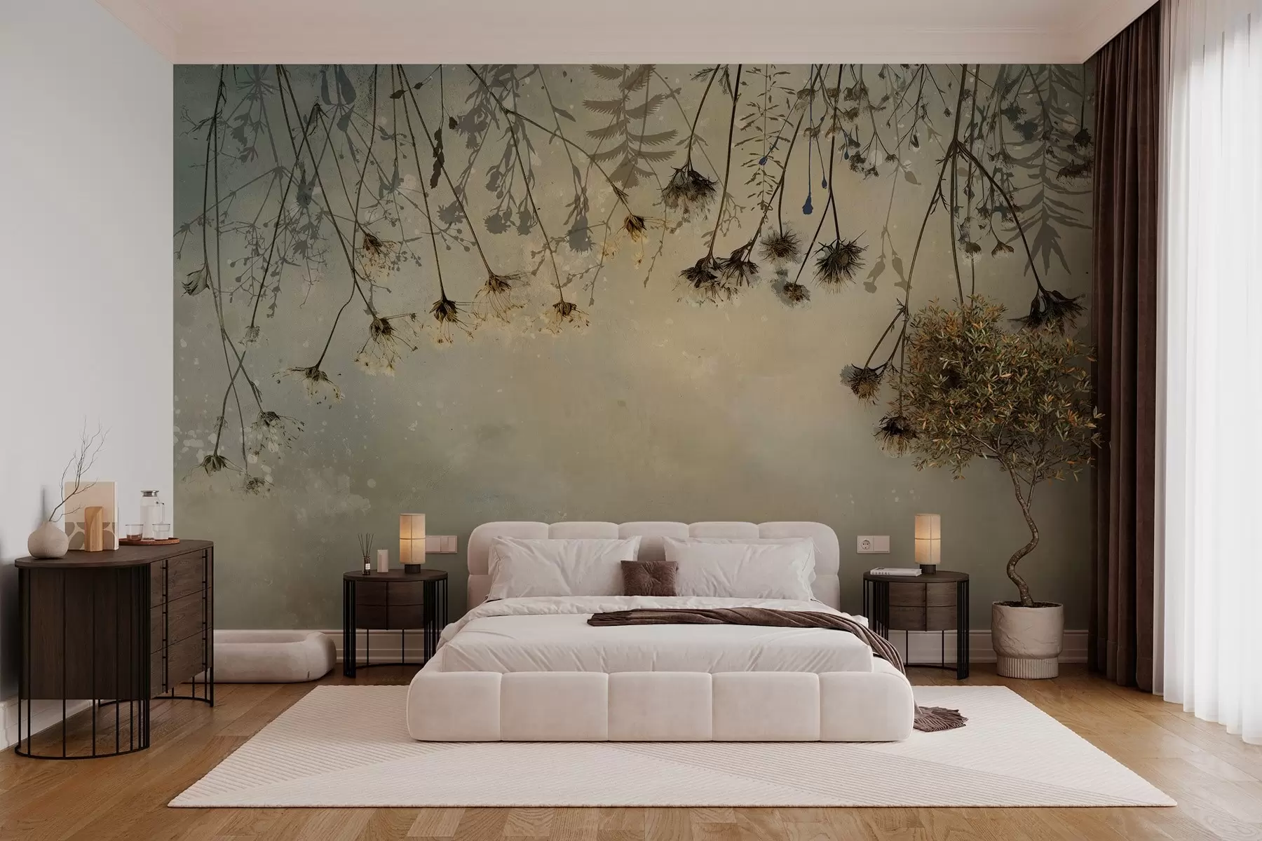 fototapet Flori sălbatice suspendate de sus în culori calde w02877