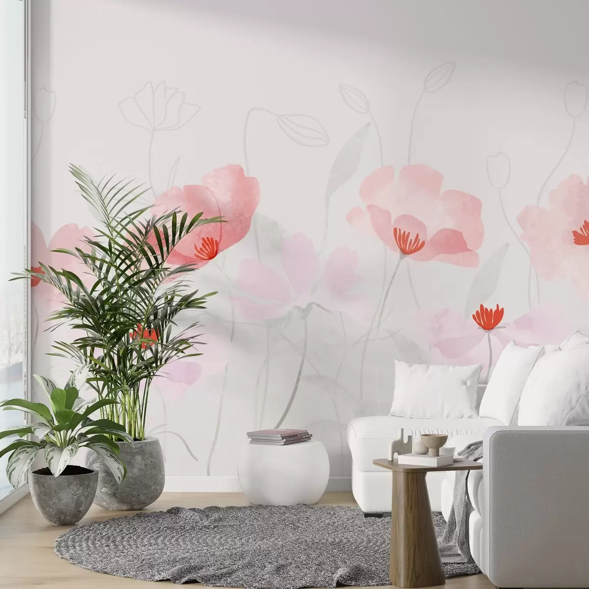 fototapet Flori roz pictate w02959
