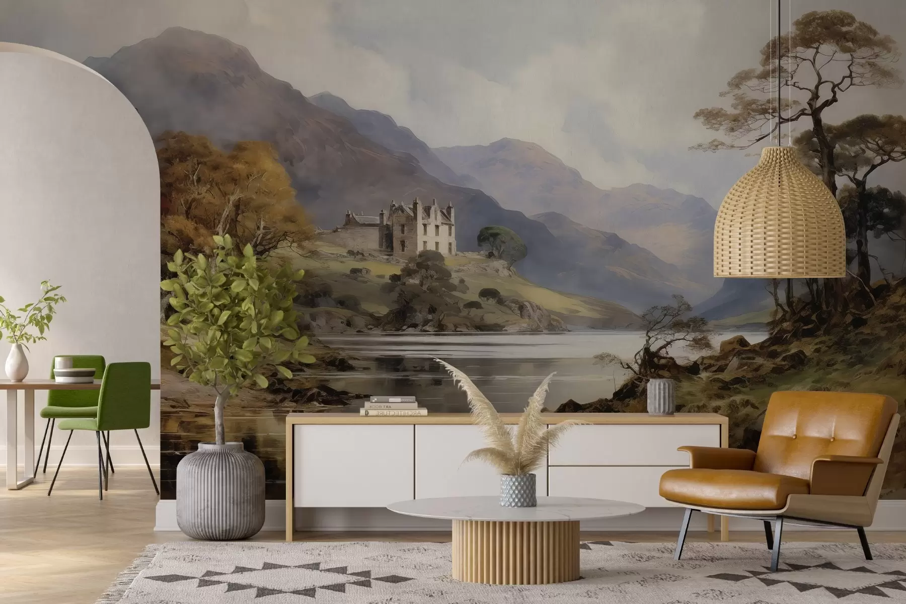 fototapet Vedere acuarelă de munți w02975