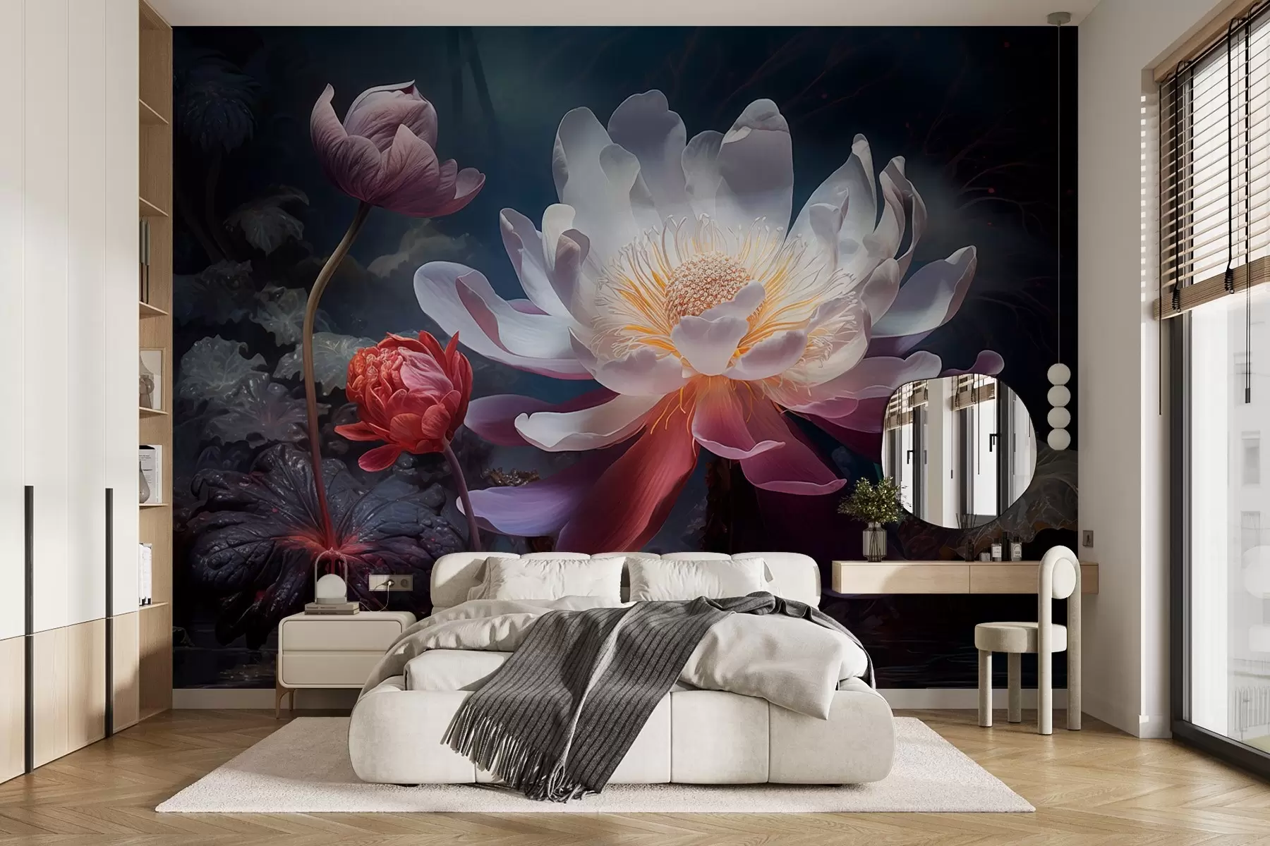 fototapet Flori fantastice care înfloresc într-o atmosferă întunecată de basm w08747