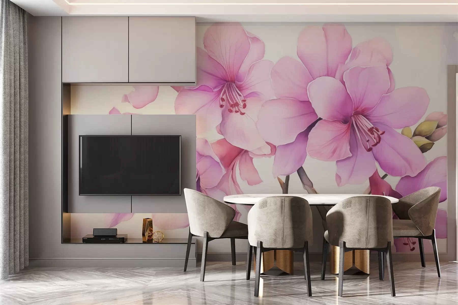 fototapet Flori delicate imitație de acuarelă w03172