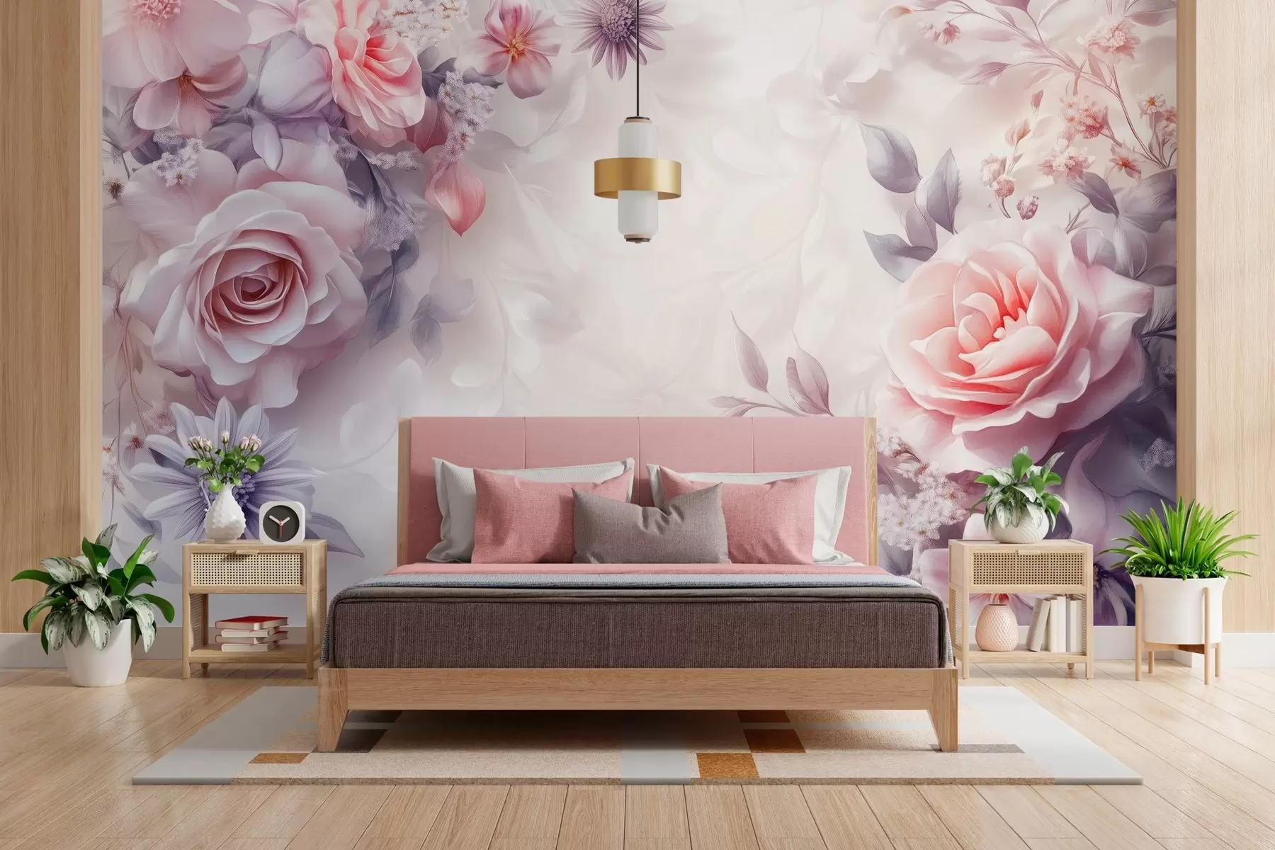 fototapet trandafiri delicați în culori roz și perlate w03025