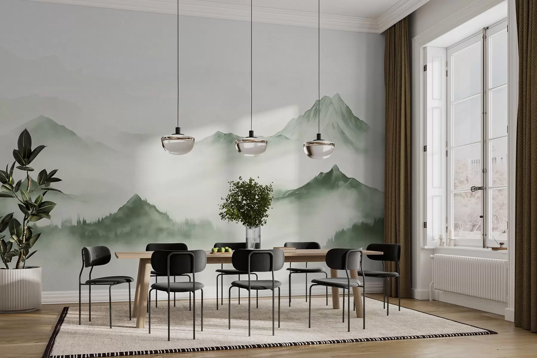fototapet Peisaj montan minimalist în ceață w03161v3