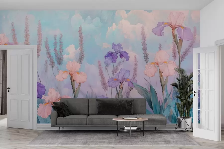 fototapet Oli stil flori de desen, pajiște de vară, florale w03154
